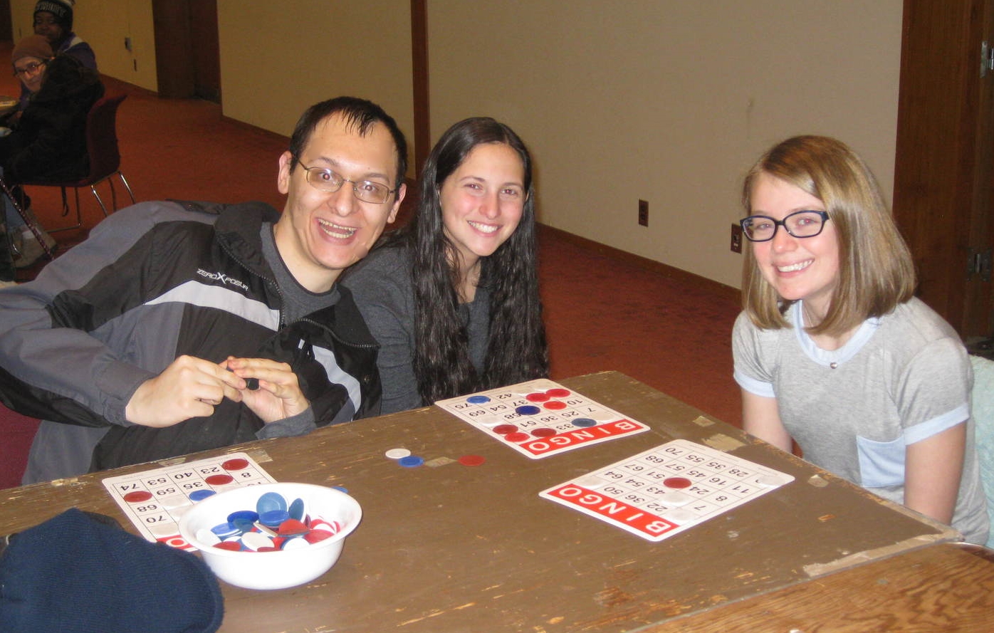MCUSY teens volunteering at a monthly Bingo night