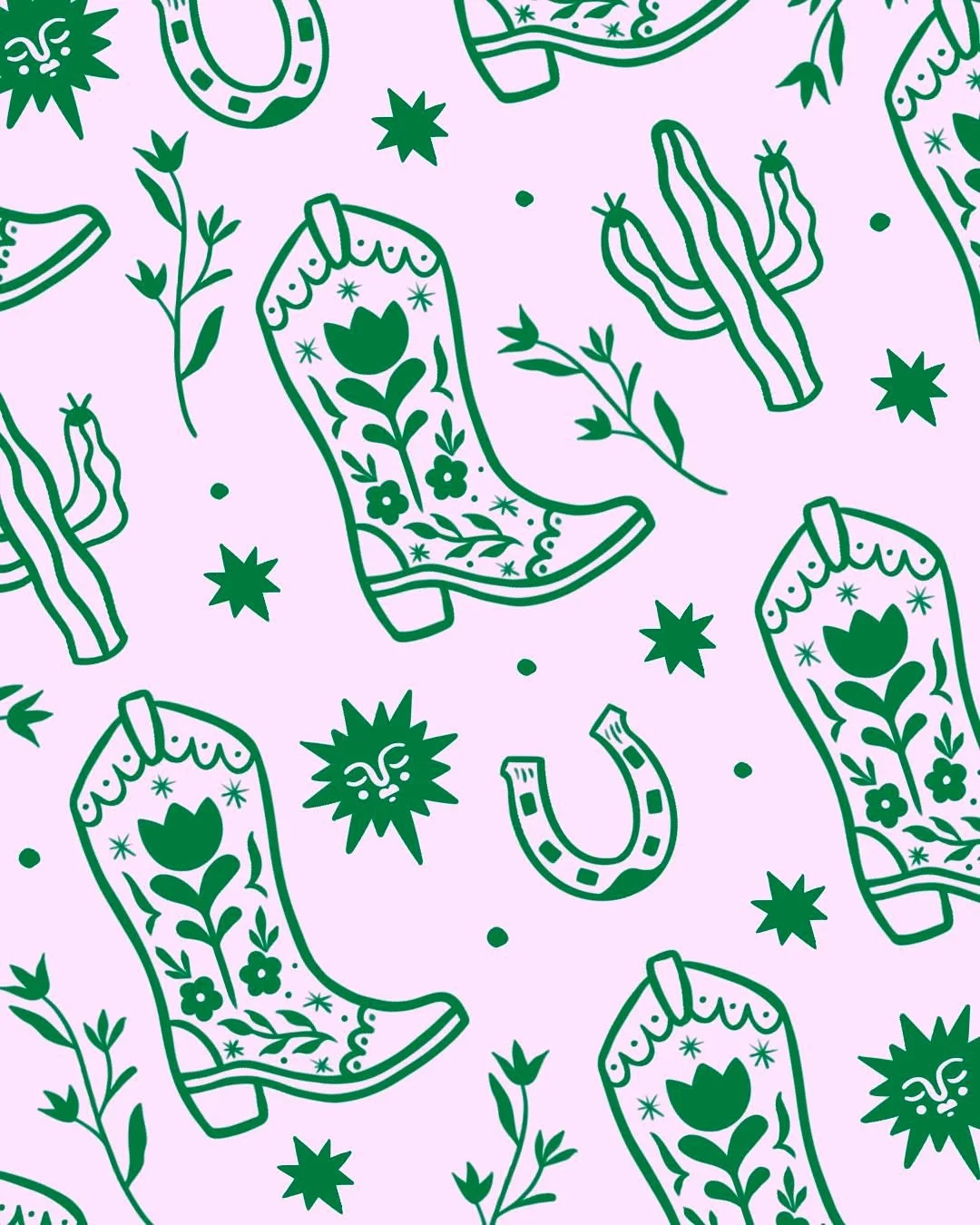 I love a little random doodle, turned into a pattern. 
Tell me ... would this be cute as wallpaper? 🤔🥰

#procreateillustration #cowboyboots #countrygirl #portsmouthcreative