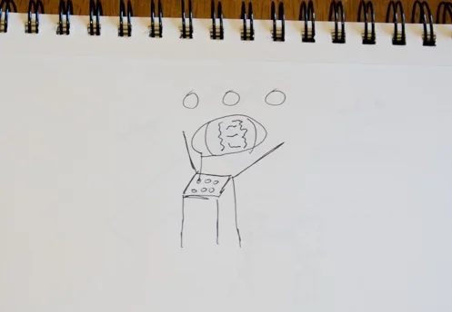 A sketch on an experience in which users would have small items like gemstones, coins or jewelry enlarged in the augmented reality headset.