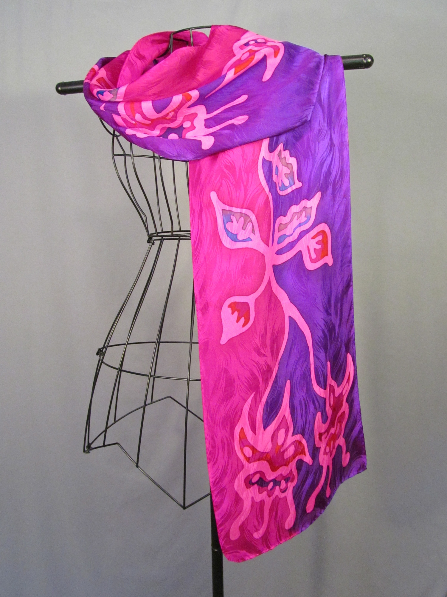 Fuchsia Lotus Silk Scarf