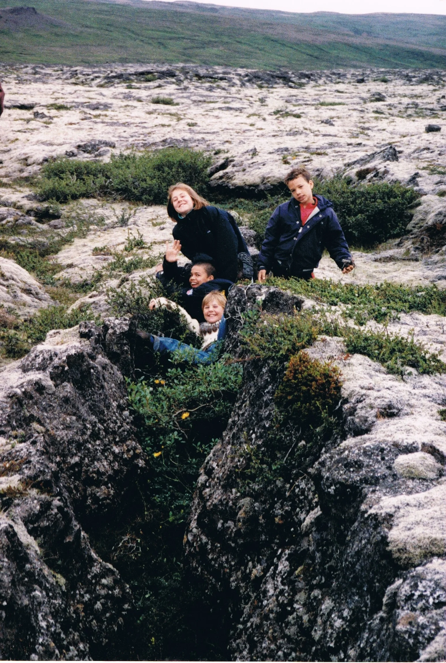Playing in the lava fields.