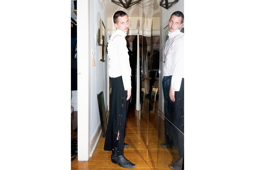 Ryan wears House of Sunny Eyelit Pant