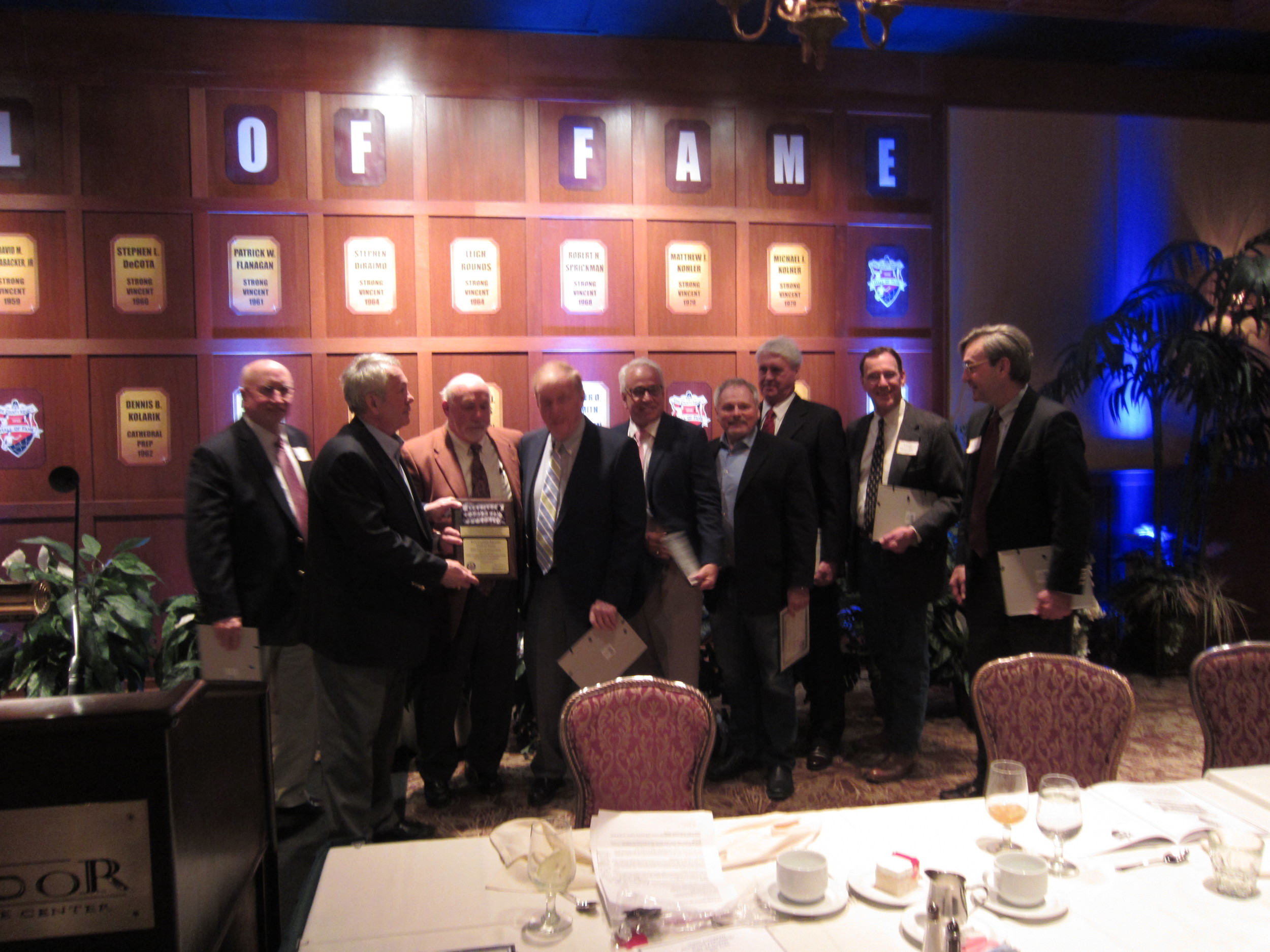  Barry Grossman, County Executive (3rd from left) with members of the 2013 Team of Distinction.   Dave Nelson, Greg Lampe, Grossman, Joe Deimel, Bill Steinbrink, Steve DiRaimo, Les Moore, Leigh Rounds, Bill Lillis  