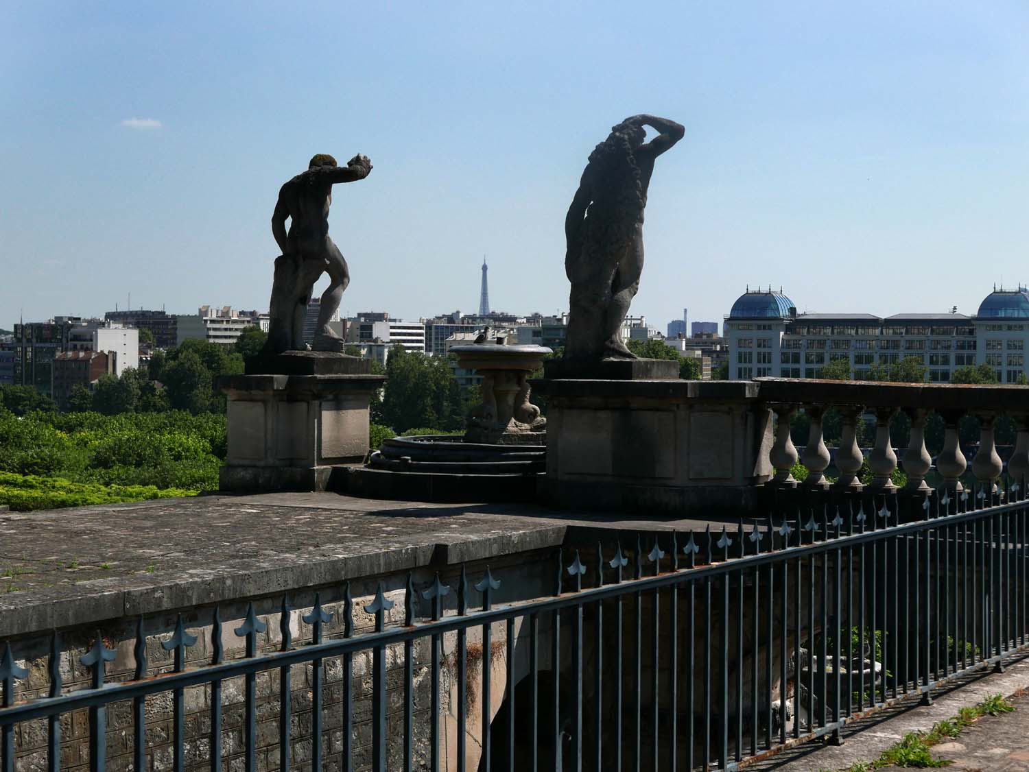 The view from the top of the fountain, looking toward the Seine and Paris