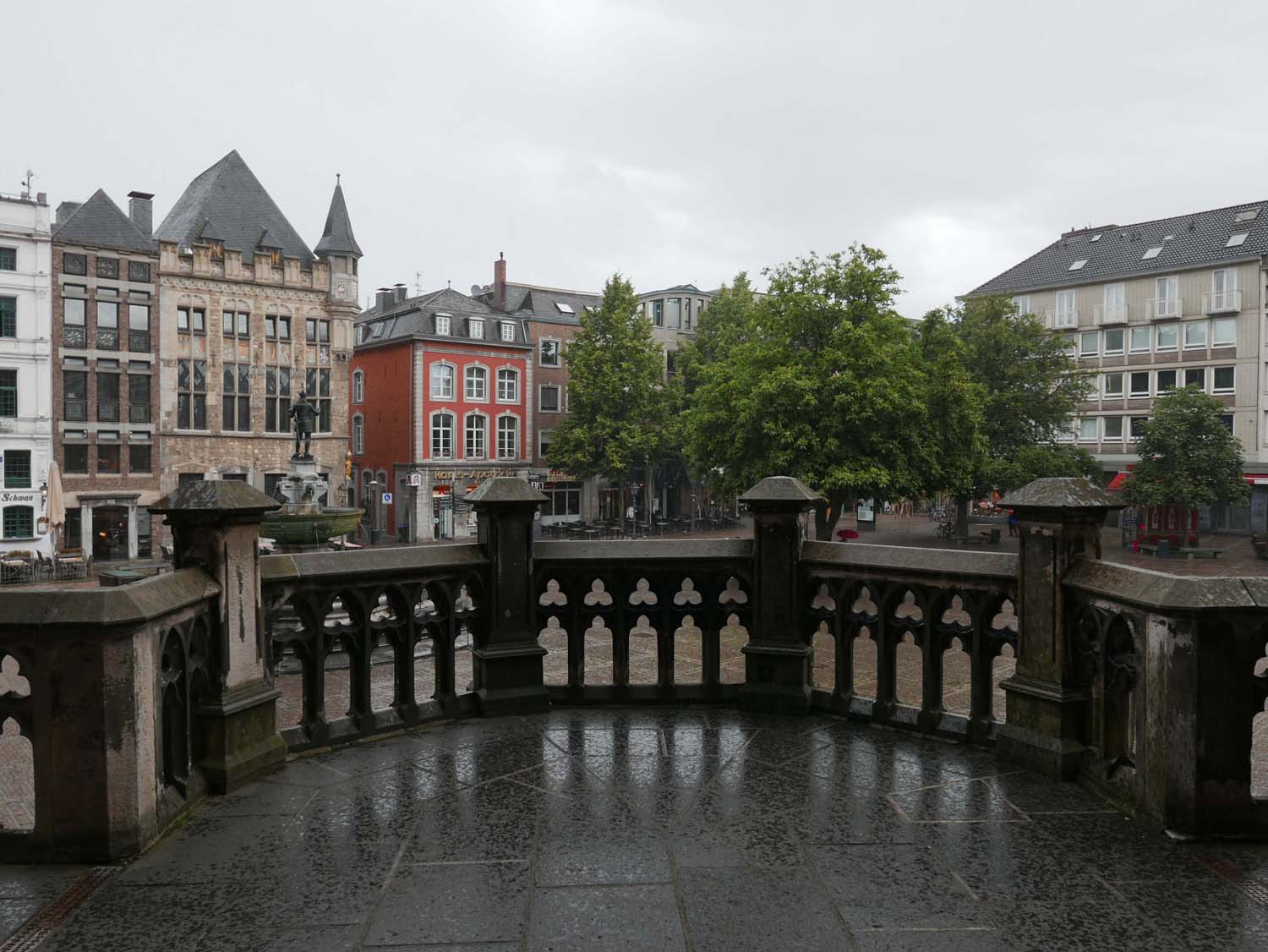 view from the Rathaus in the rain
