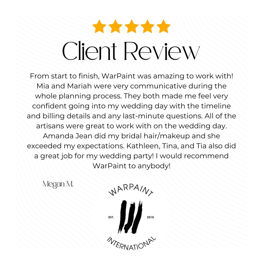 💕💄 Thank you to our beautiful bride, Megan. And congratulations to our amazing team of Artisans. At WPI Beauty, we are focused on delivering world-class service from the day you inquire about your date until your life event takes place. 

The devil