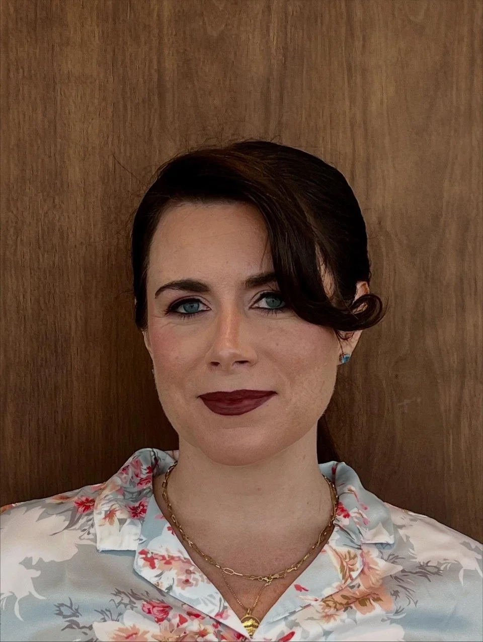 Fall makeup look with dark lipstick for wedding | Chicago