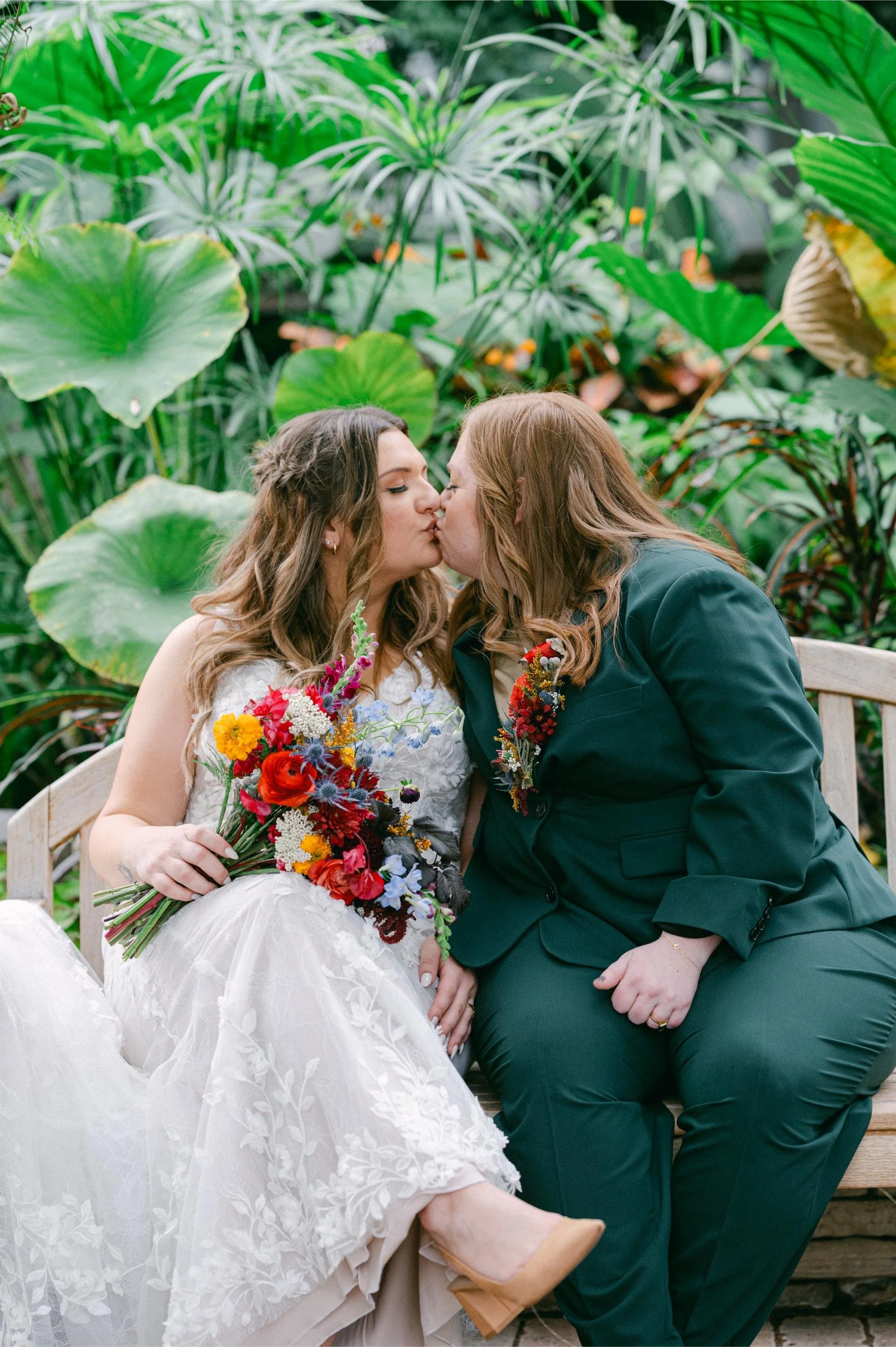 Jaime and Alex - Lesbian wedding. Hair and makeup for gay weddings in chicago by WarPaint International Beauty Agency. Photo by Tawny Ballard Photography