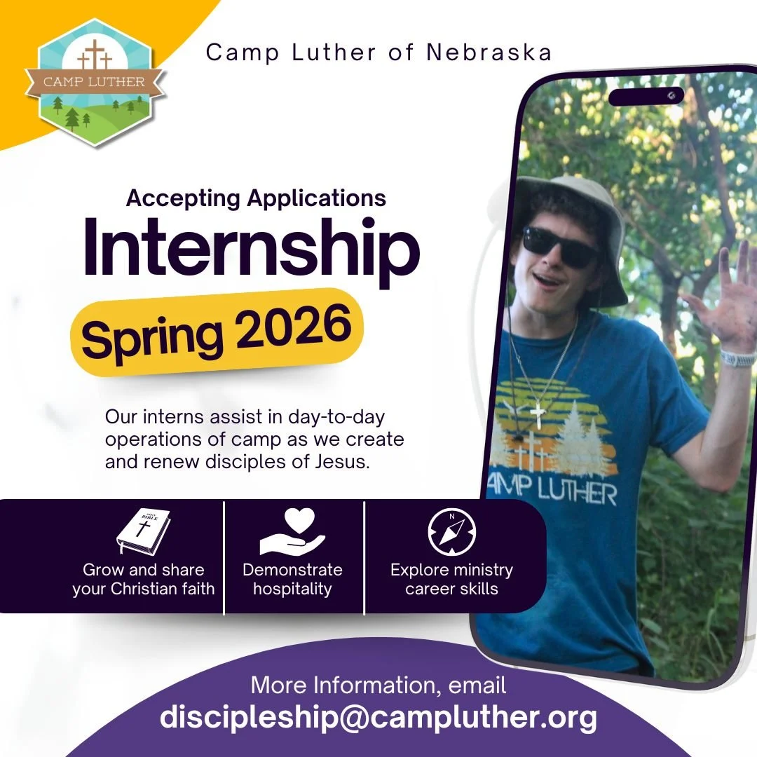 We have an Internship opening for Spring 2026 - February-May. It's a great opportunity to practice ministry skills, serve others, and see day-to-day Camp operations. https://www.campluther.org/employment