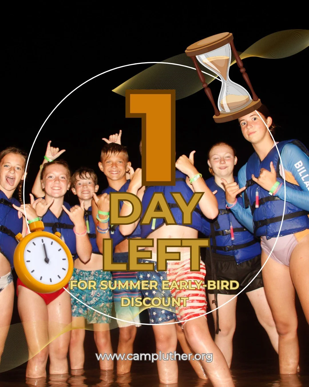 Final call for summer camp early bird discount! If you have not registered yet, visit campluther.org/registration to get registered by midnight!