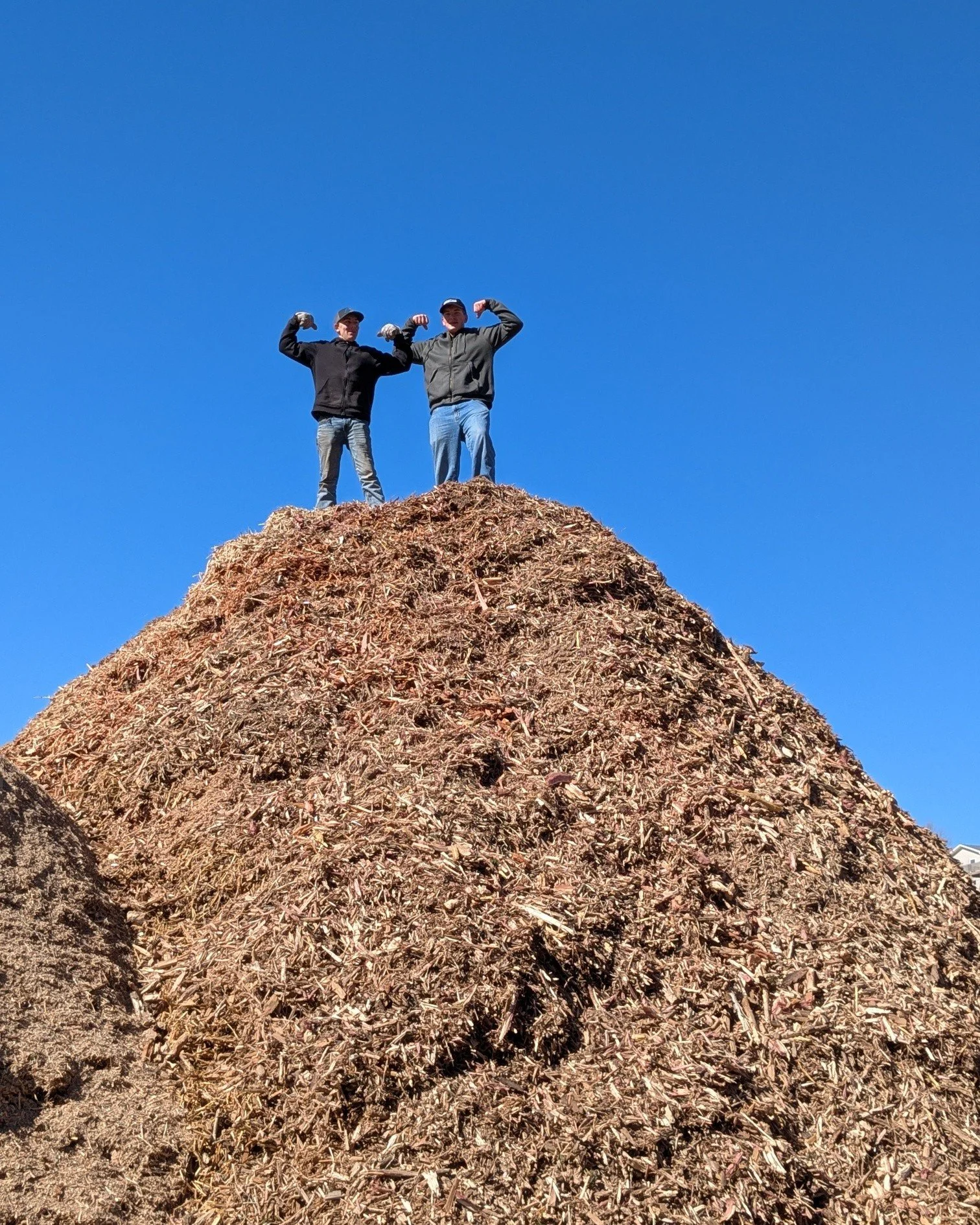 Braxton and Jason joined us for woodcutters retreat and decided to climb one of our many new piles of mulch. Thanks boys for all your help. 
Stay tuned lots more pictures and stories from this event will be posted soon. You just might be surprised!