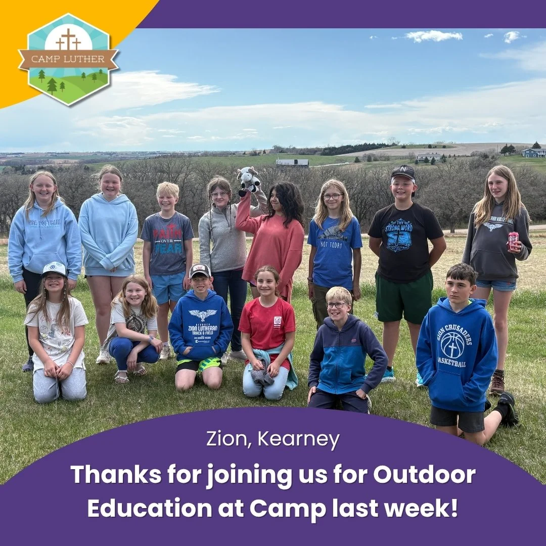 We experienced great weather last week during our custom Outdoor Education Retreats. Outdoor games, hiking, roasting s'mores, and lots of other opportunities to play, learn, and grow closer to one another and to God in His Creation. www.campluther.or