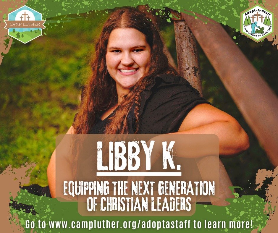 Join Your Camp in welcoming Libby K., one of our Counselors for this Summer! Go to www.campluther.org/adoptastaff to learn more about Libby and our many other Summer Staff members! To support Libby's Summer at Camp Luther, go to https://givebutter.co
