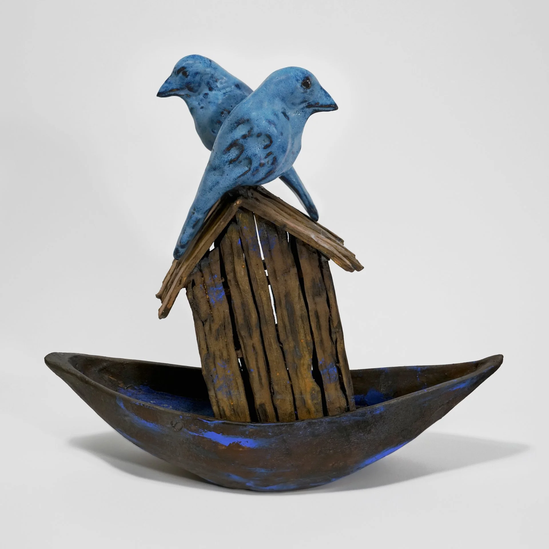Refugees, 2023. Clay, glaze, oxides. Shown in 3D Invitational at San Antonio Art League. Approx. 16" high