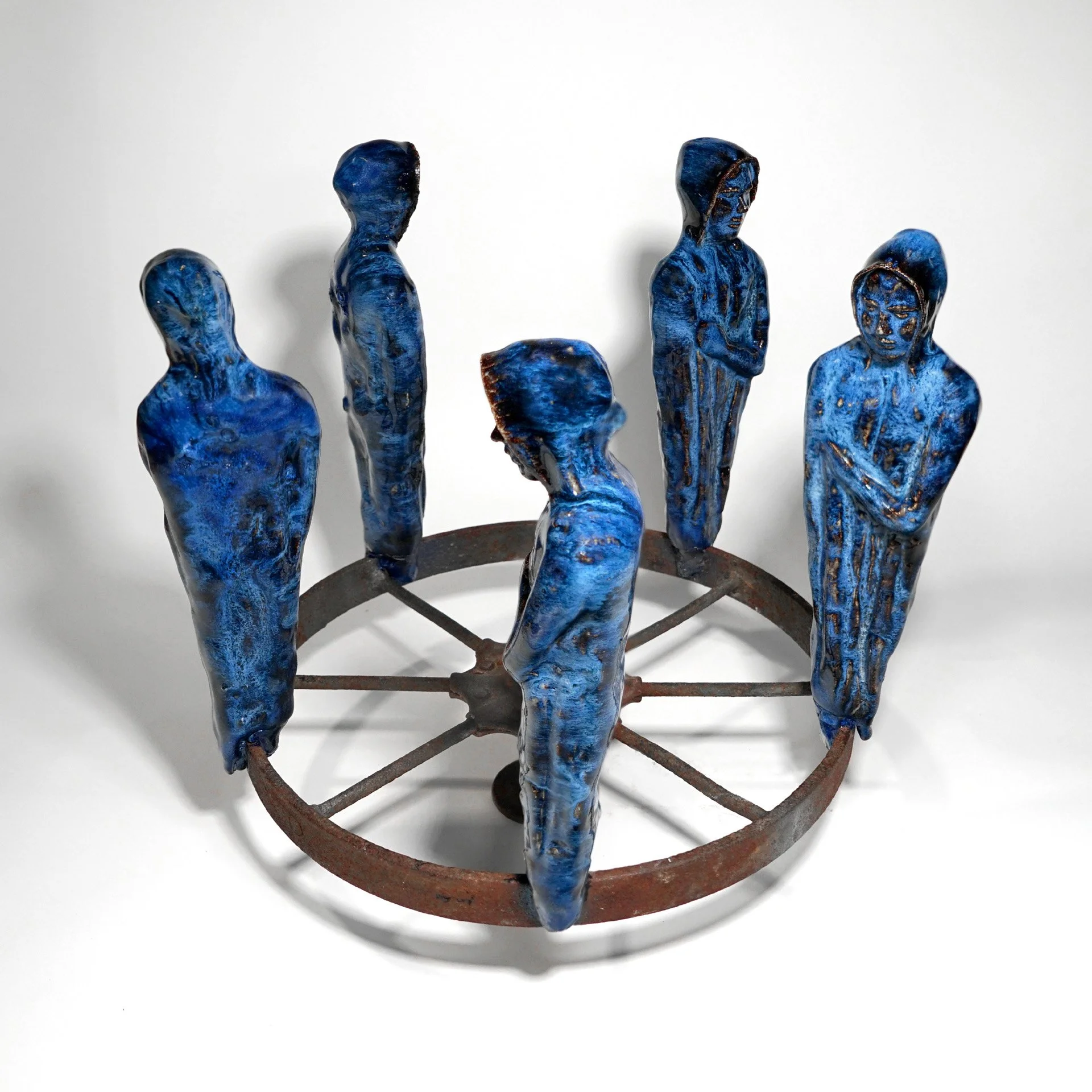 Ever, 2019. Clay, glaze, found wheel. Approx. 15" round