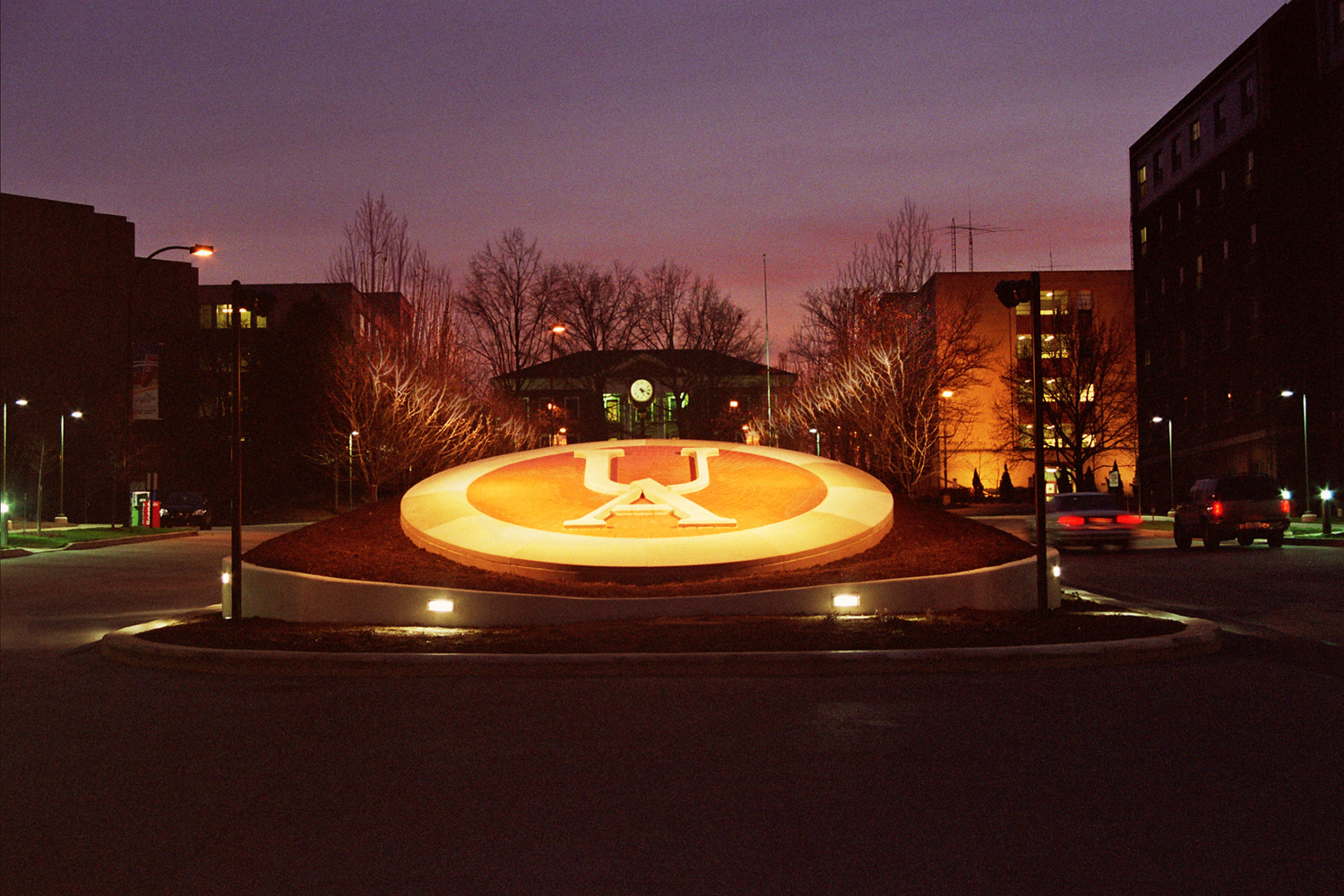 Campus Signature Landmark Illuminated at Night