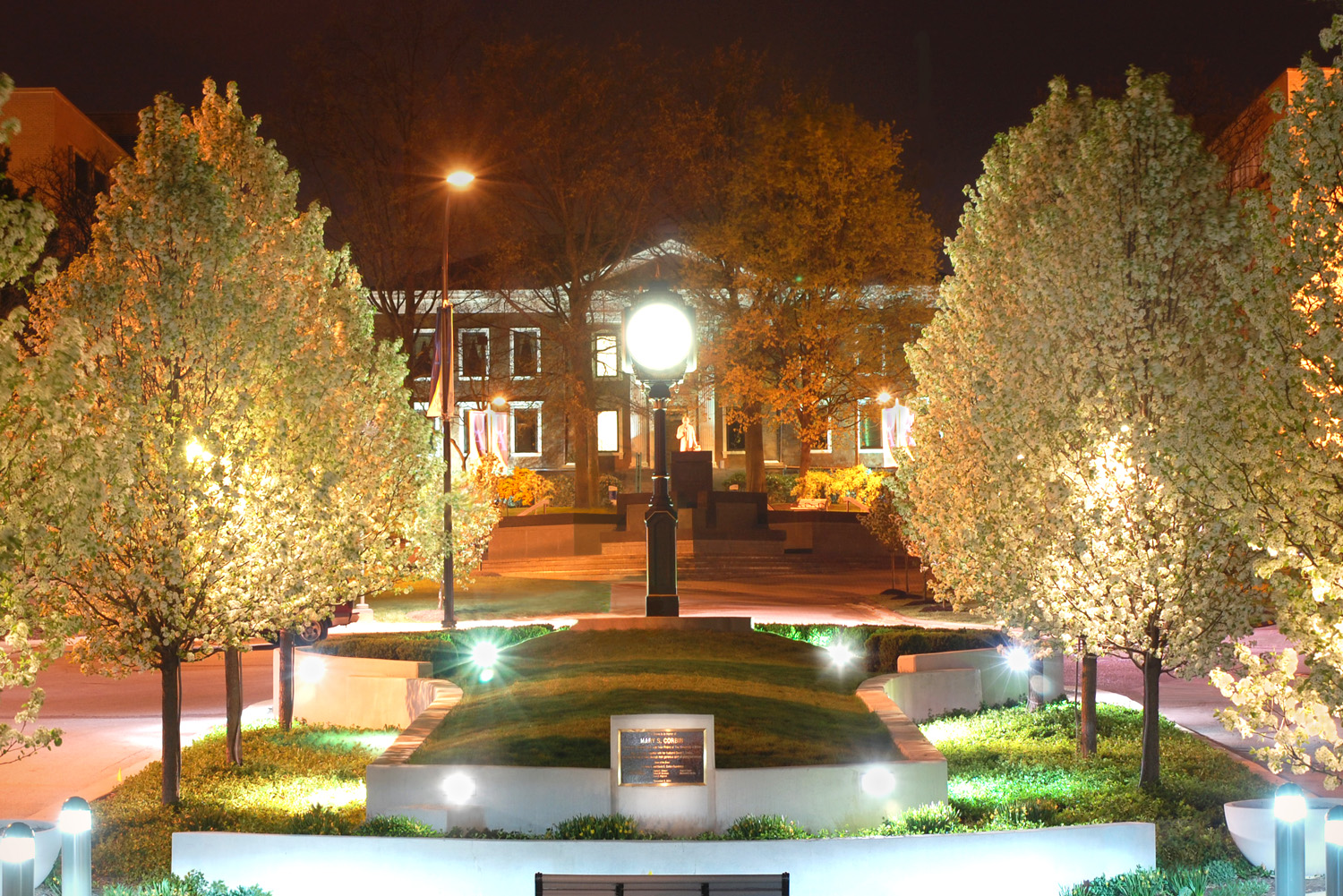 Illuminated Tower Clock at Night