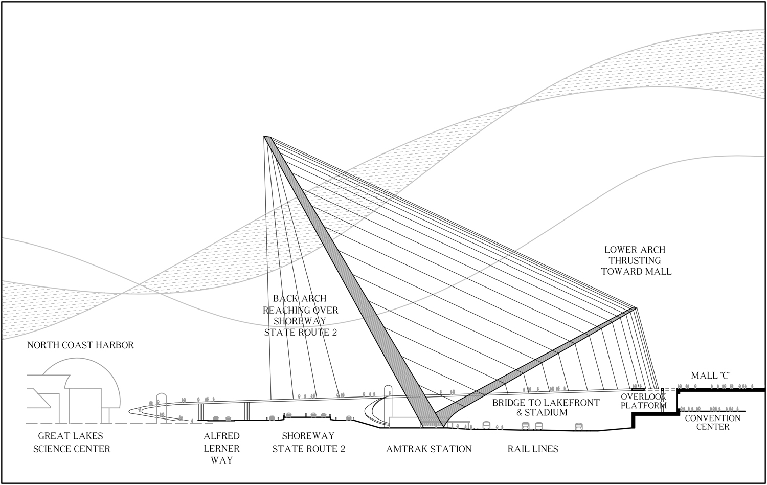 Waterfront Bridge Concept Arching Over Route 2