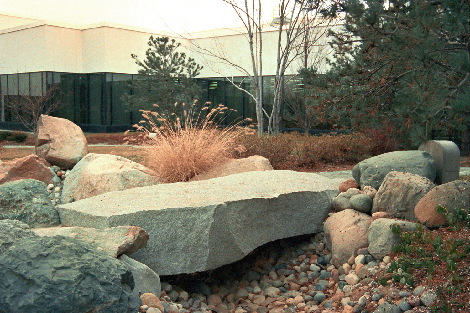 Stone Bridge over Dry Riverbed in the Japanese Garden