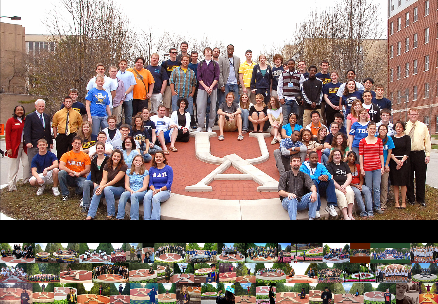 Student Group Poses on UA Medallion