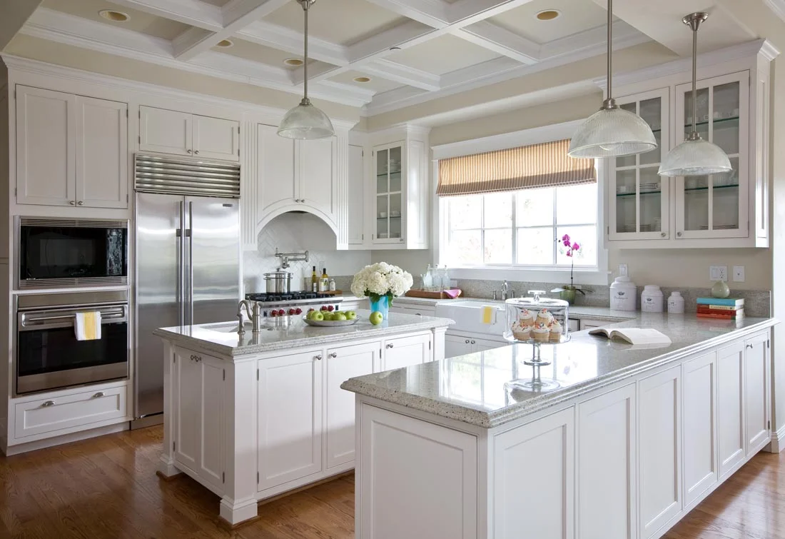 Sonoma County Estate Kitchen with Coffered Ceiling