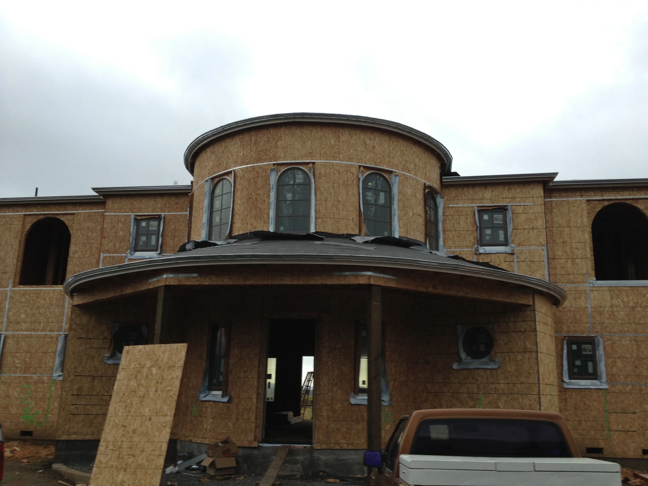  Vineyard property's Tuscan style home in early stages of construction. 