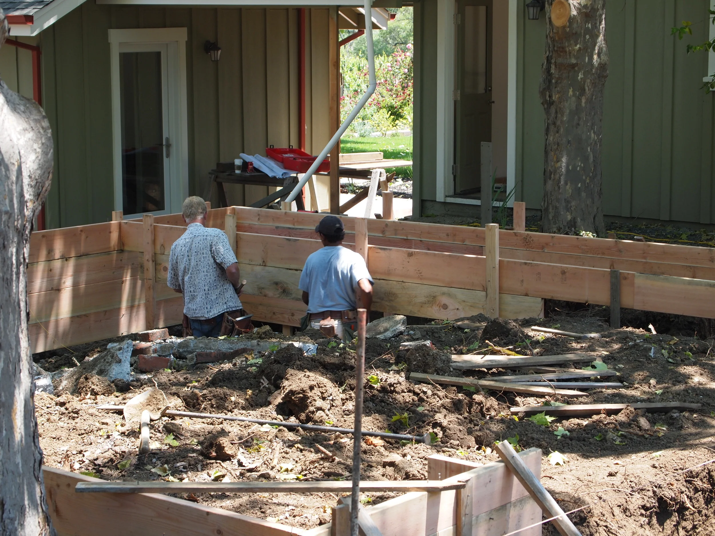  Building foundation frame for second garage and upstairs guest suite. 