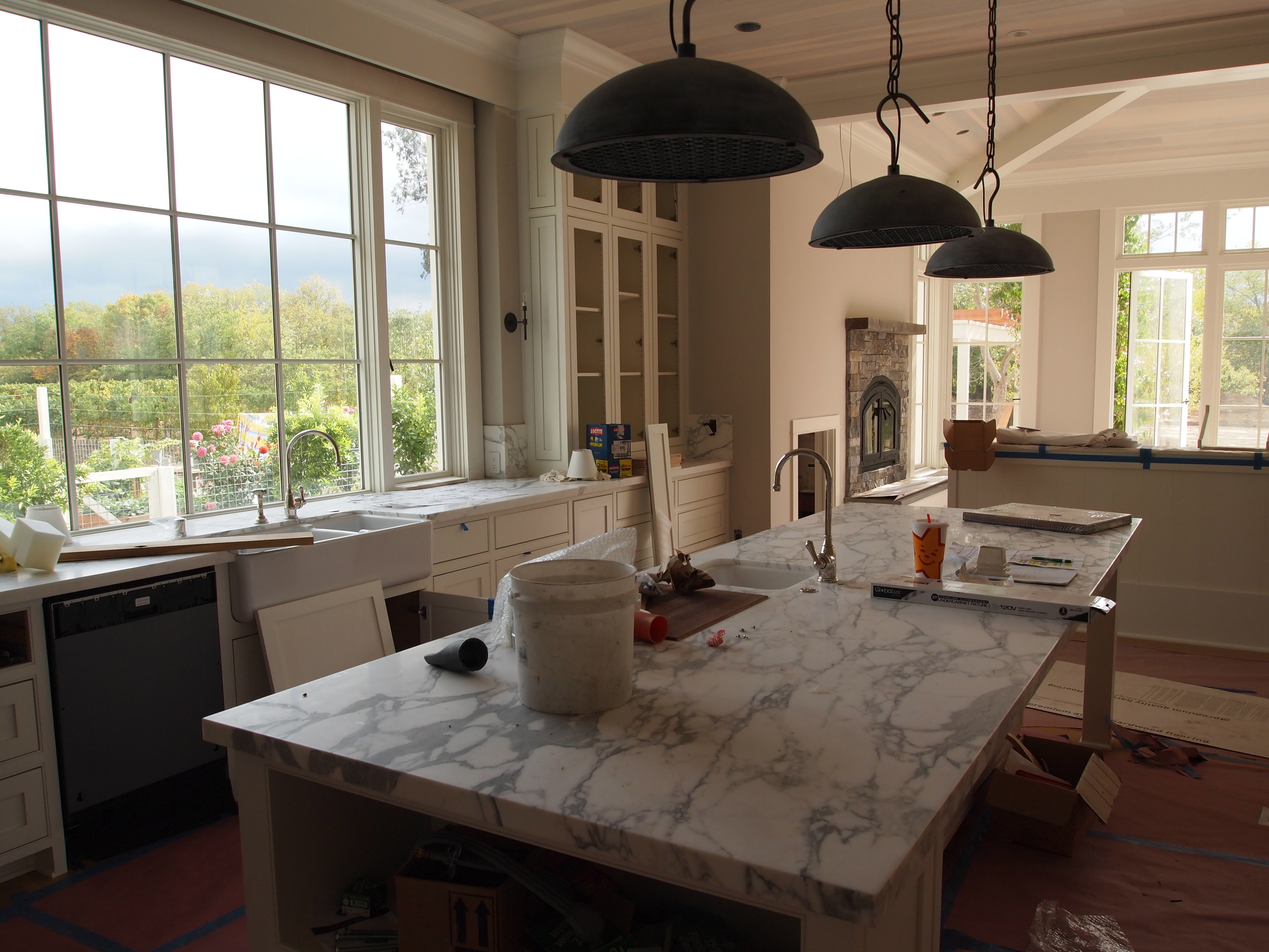  Fresh, white kitchen in progress. 