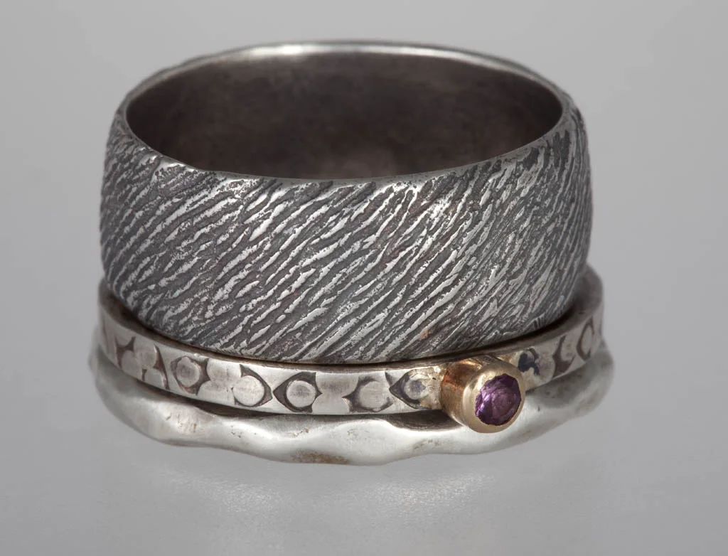 Wide, Patterned, Bone Stack