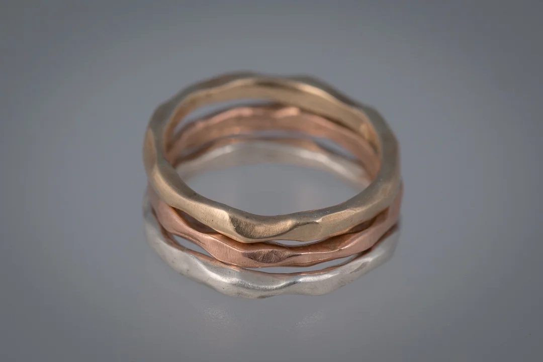 3 Bone Bands, silver, gold and rose gold