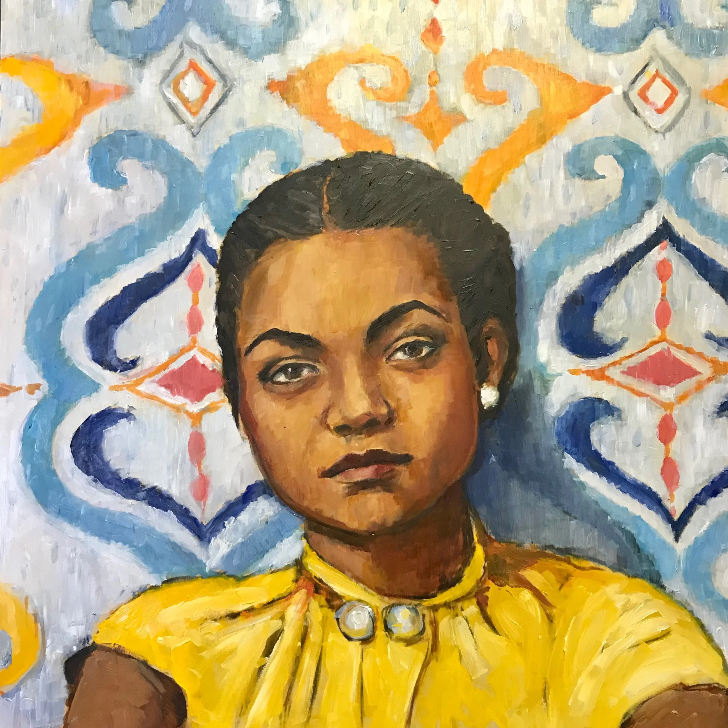 Eartha Kitt 24x24 Oil on Wood. Possibly one of my favorites so far. " I am learning all the time. The tombstone will be my diploma."—Eartha Kitt