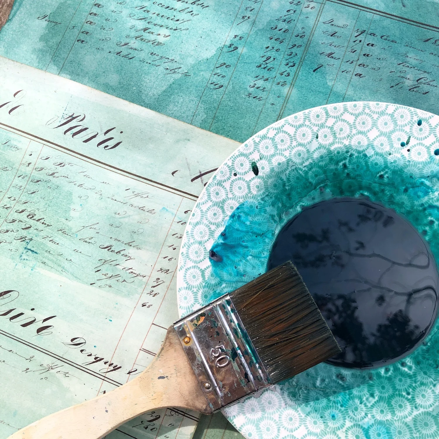 Inks and acrylic paint