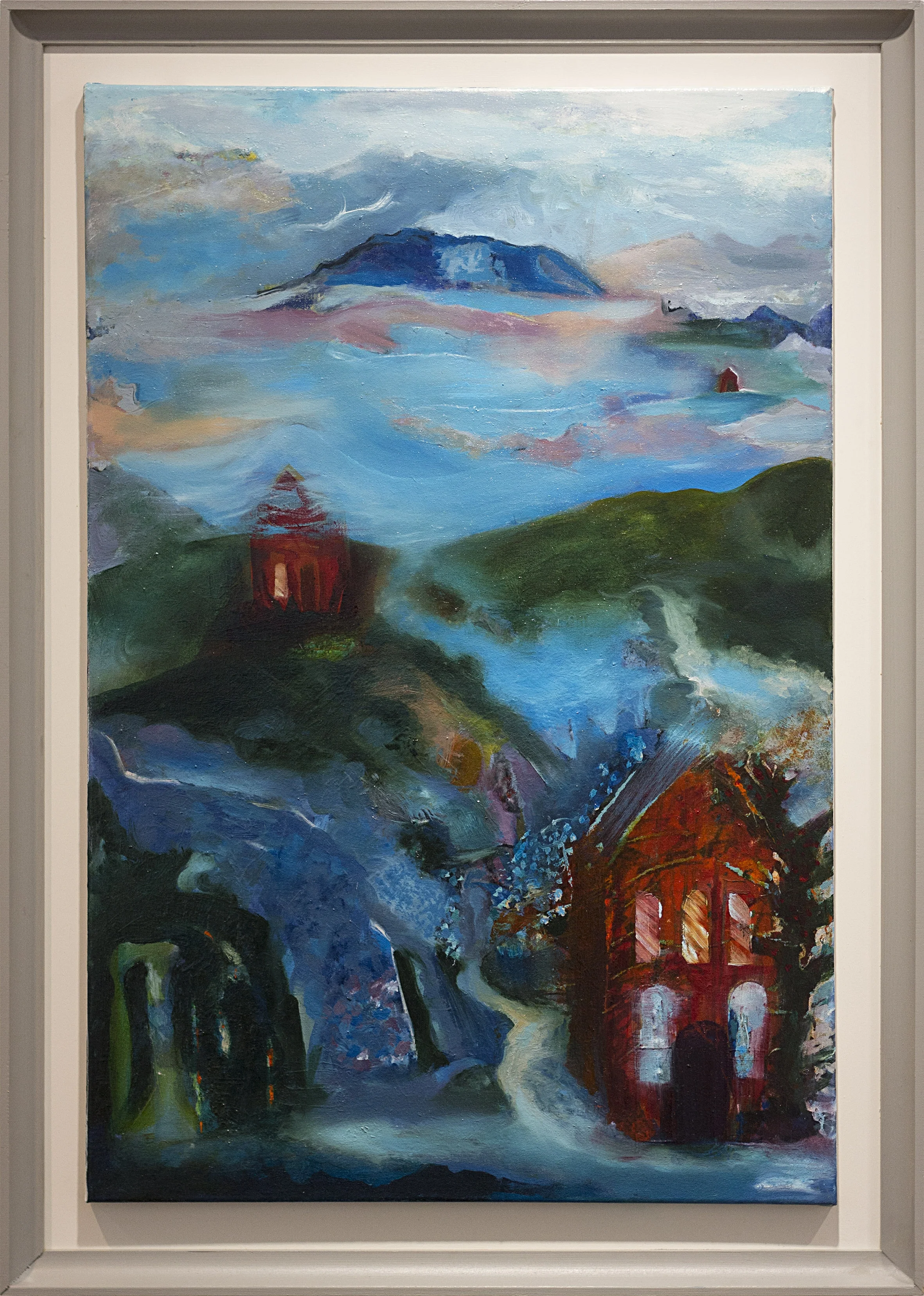   The Three Chapels/Y Tri Capel 2014    Oil Paint on Canvas.Size 29 x 40 inches  