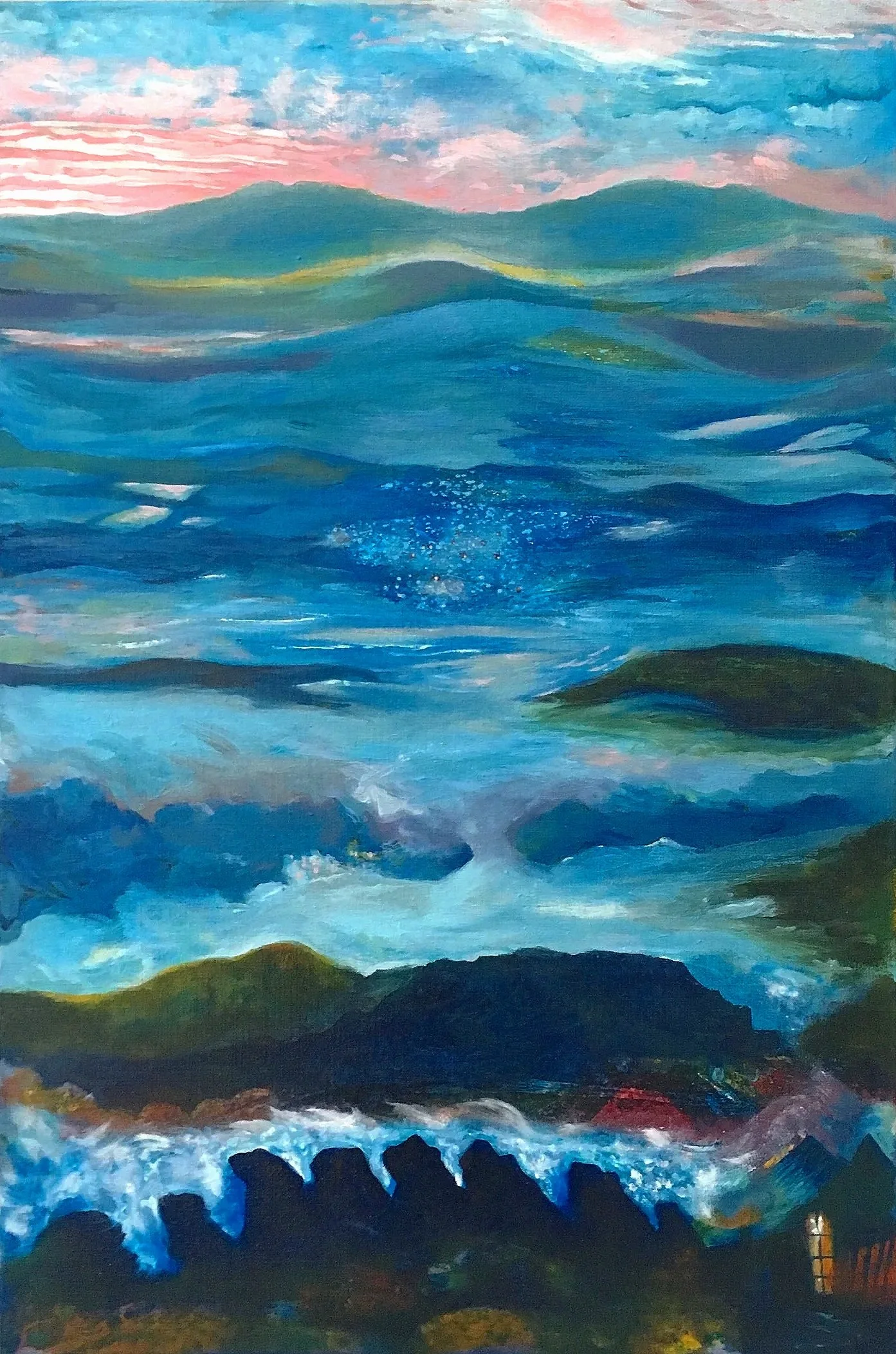   Ancient Lands/Meirionnydd i/ to Eifionydd    Oil Paint on Linen. Size 25 x 35 inches      