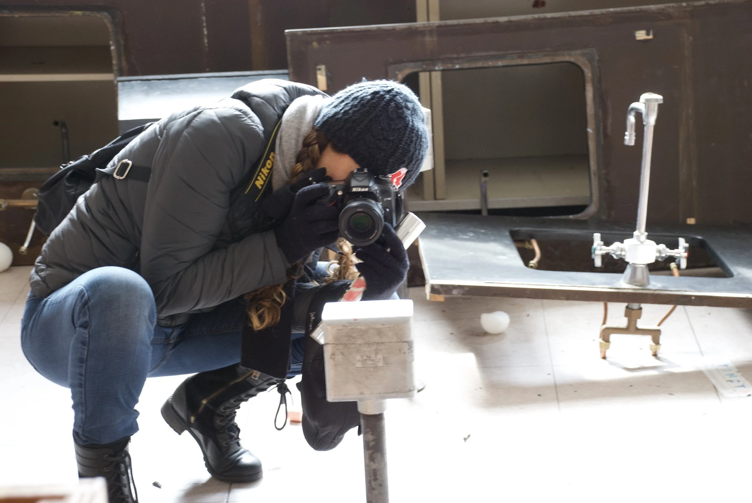 Photographing an abandoned school in Southbridge, MA.