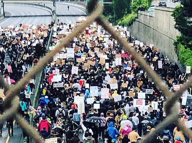 #blm #portland #revolution #therevolutionisnow and I&rsquo;m feeling so proud of how organized these demonstrations are, here! Thousands of our youth showing up night after night claiming the streets and shouting their names! Hitting the freeway last
