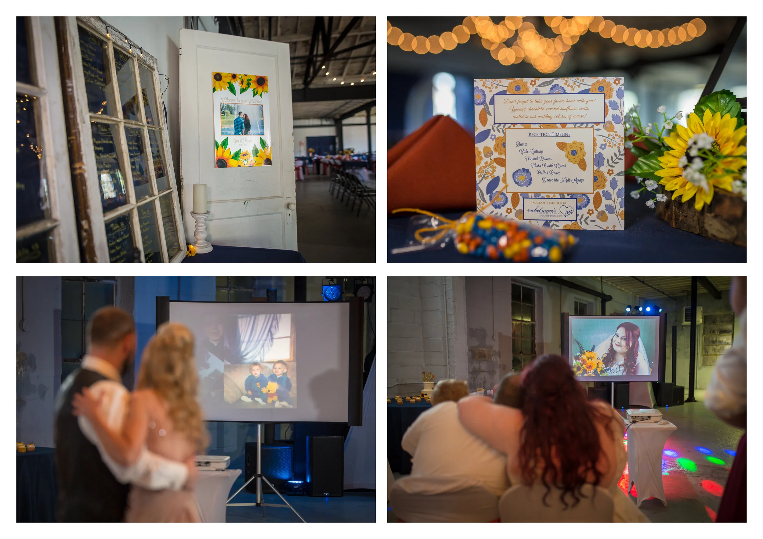WELCOME SIGN, TABLE TOPPERS, PHOTO BOOTH, FORMAL DANCE VIDEOS, RECEPTION SCREENING, AND PHOTOGRAPHY...that was all us at Rachel Anne's Photography!