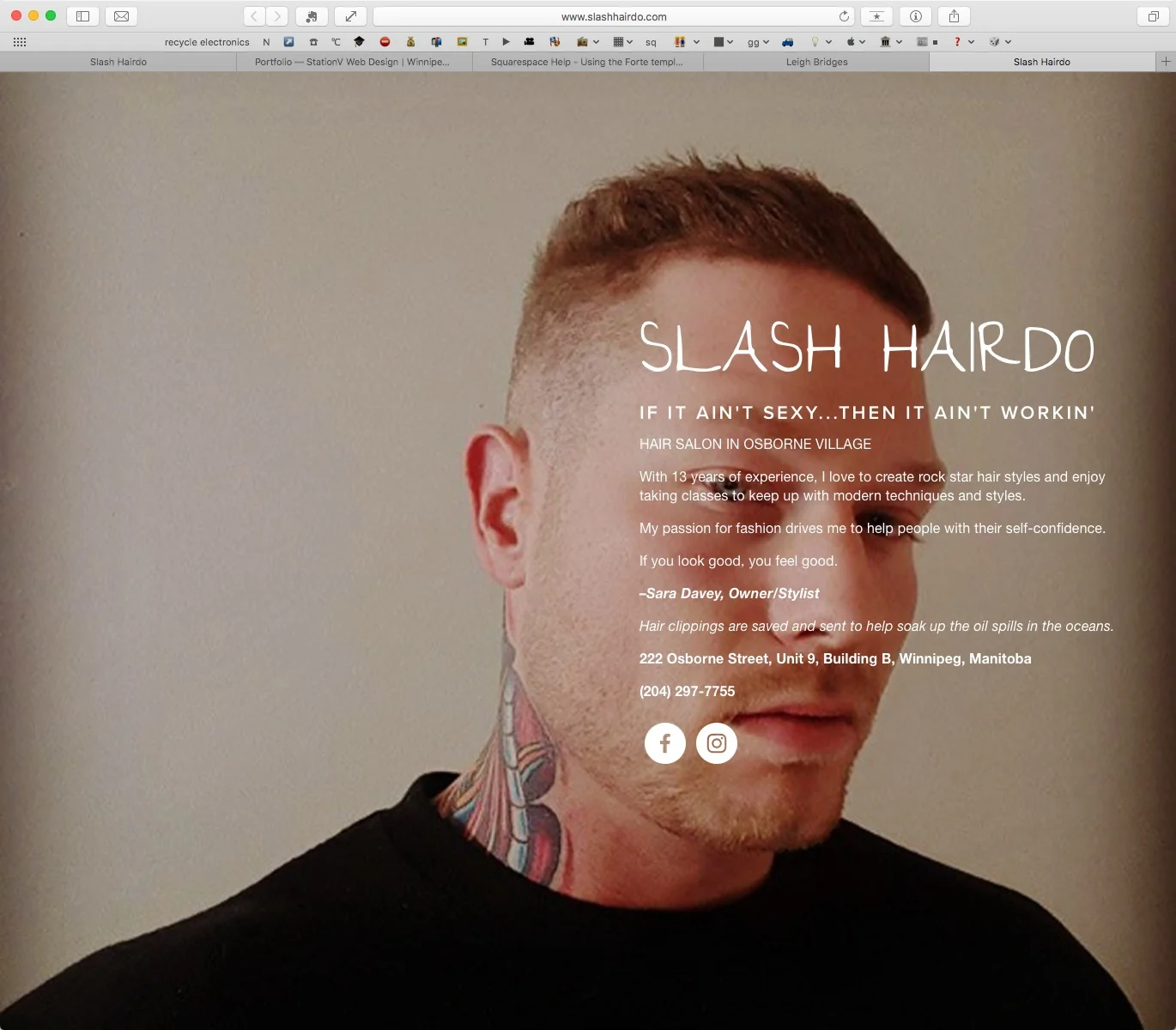 Features: Cover Page (landing page) Template: Silhouette www.slashhairdo.com