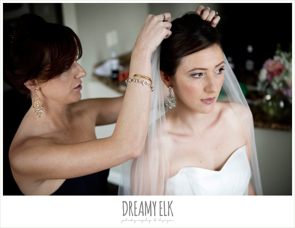 lauren and leo, wedding, putting on veil