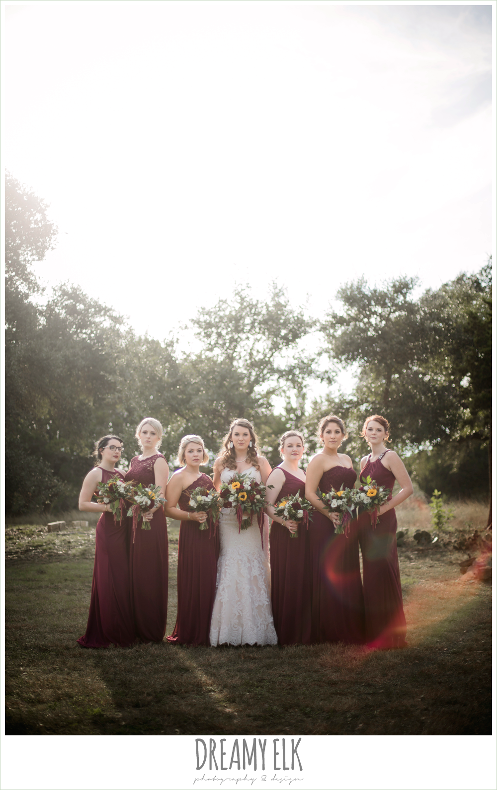 mix and match maroon long chiffon bridesmaid dresses, david's bridal, lustrebella, ventura's bridal fashions, sweetheart lace strapless fit and flare wedding dress, wild bunches floral, bride, bridesmaids, bridal party, maroon and gold fall wedding …