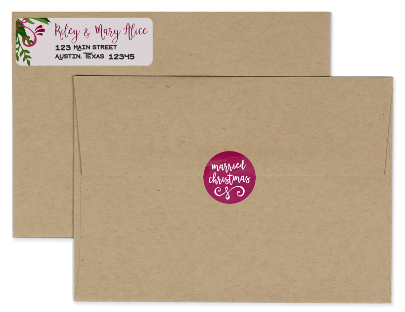 Married Christmas Return Address Labels & Envelope Seals — Dreamy Elk Photography & Design: Austin Wedding Photographer