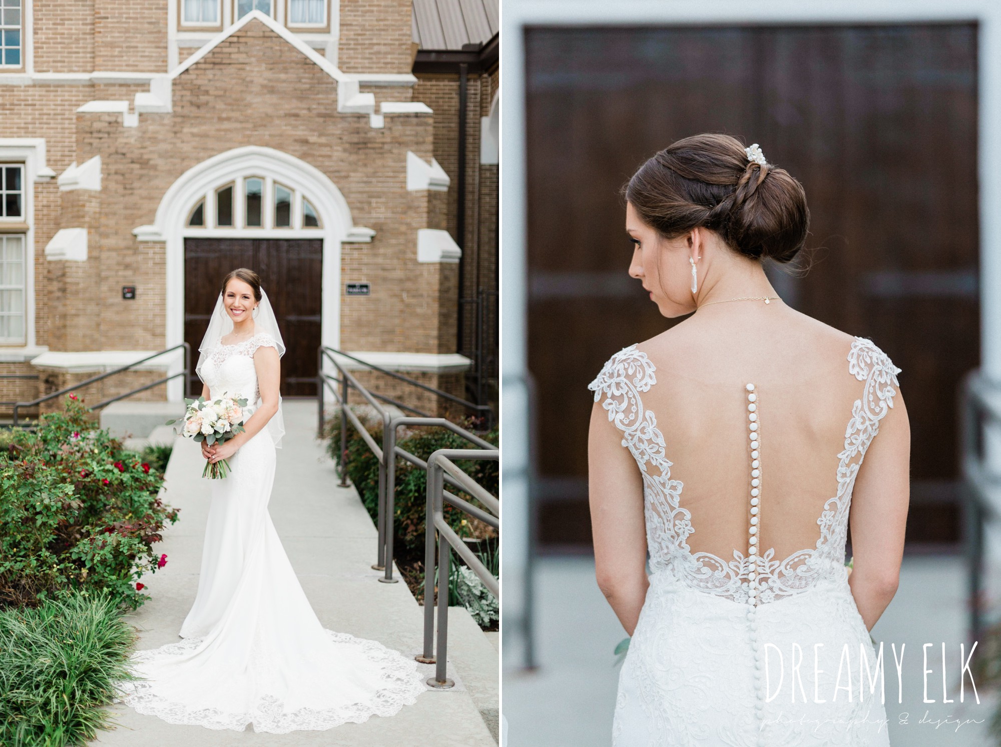 essense of australia column wedding dress downtown bryan texas, outdoor spring bridal photo, dreamy elk photography and design