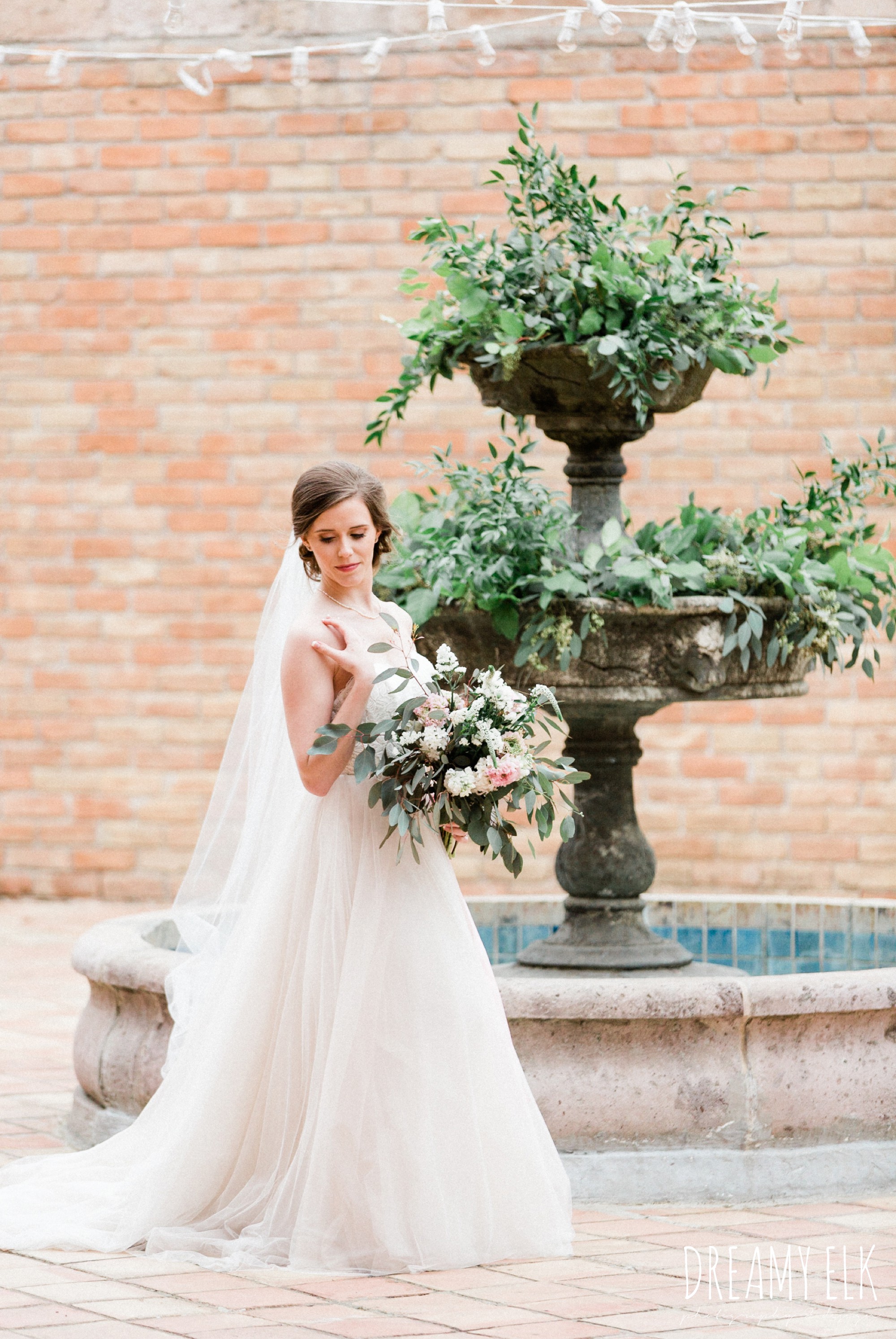 sweetheart tulle bhldn wedding dress, outdoor spring bridal photo, the gallery, houston, texas, dreamy elk photography and design