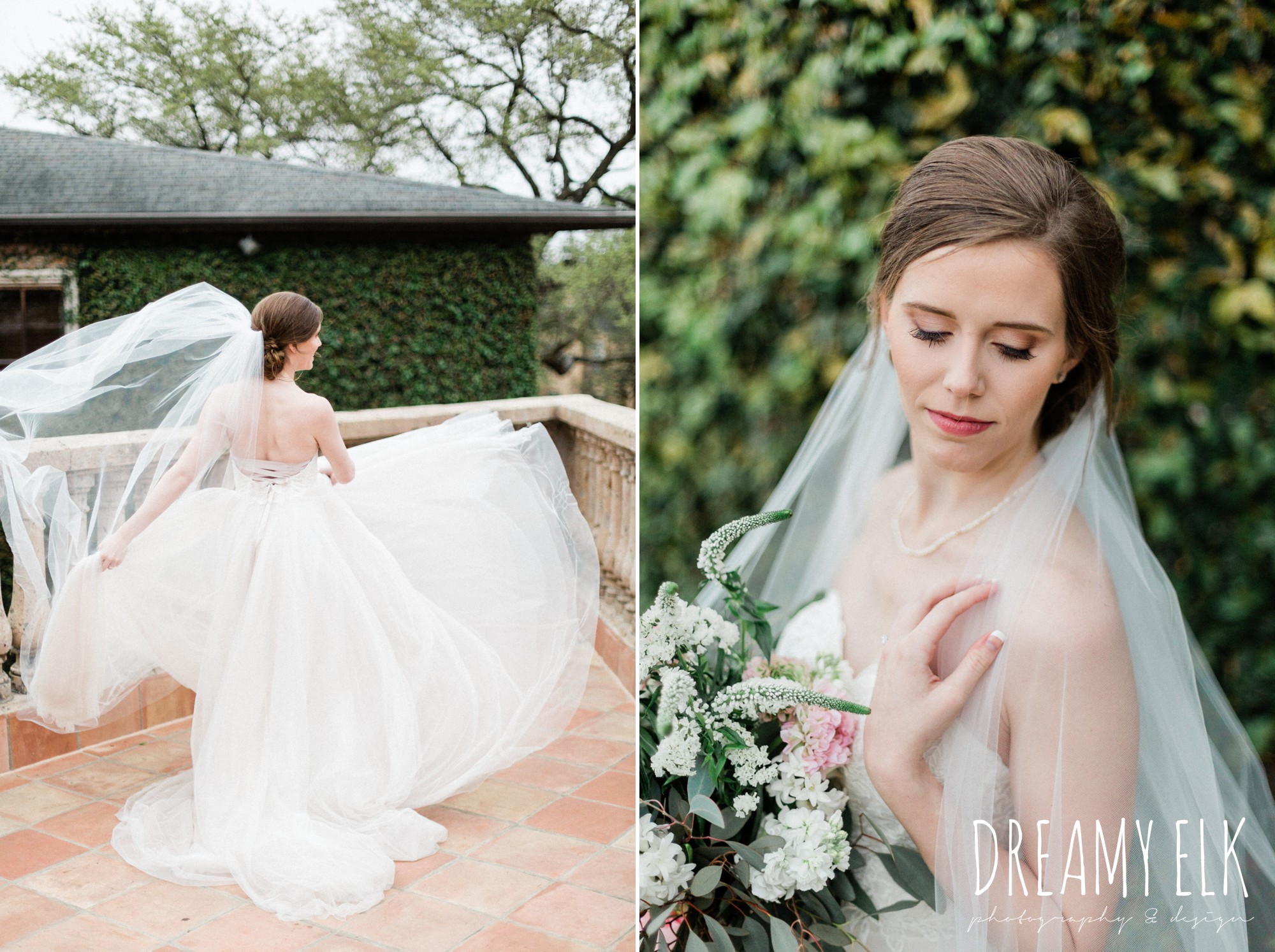 sweetheart tulle bhldn wedding dress, outdoor spring bridal photo, the gallery, houston, texas, dreamy elk photography and design