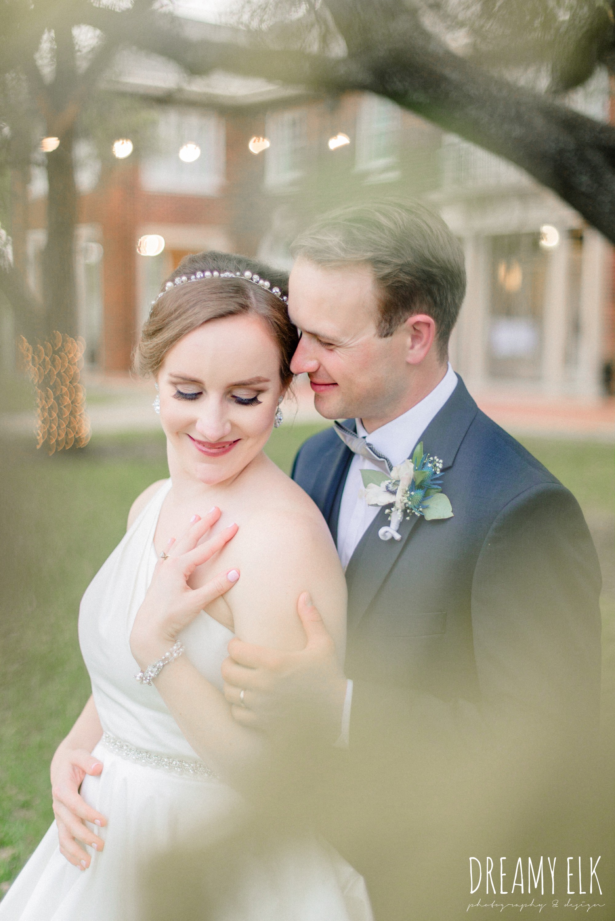 bride and groom, men's wearhouse, blue wedding bouquet, modern wedding dress ballgown, spring wedding, the astin mansion, bryan, texas, spring wedding, dreamy elk photography and design