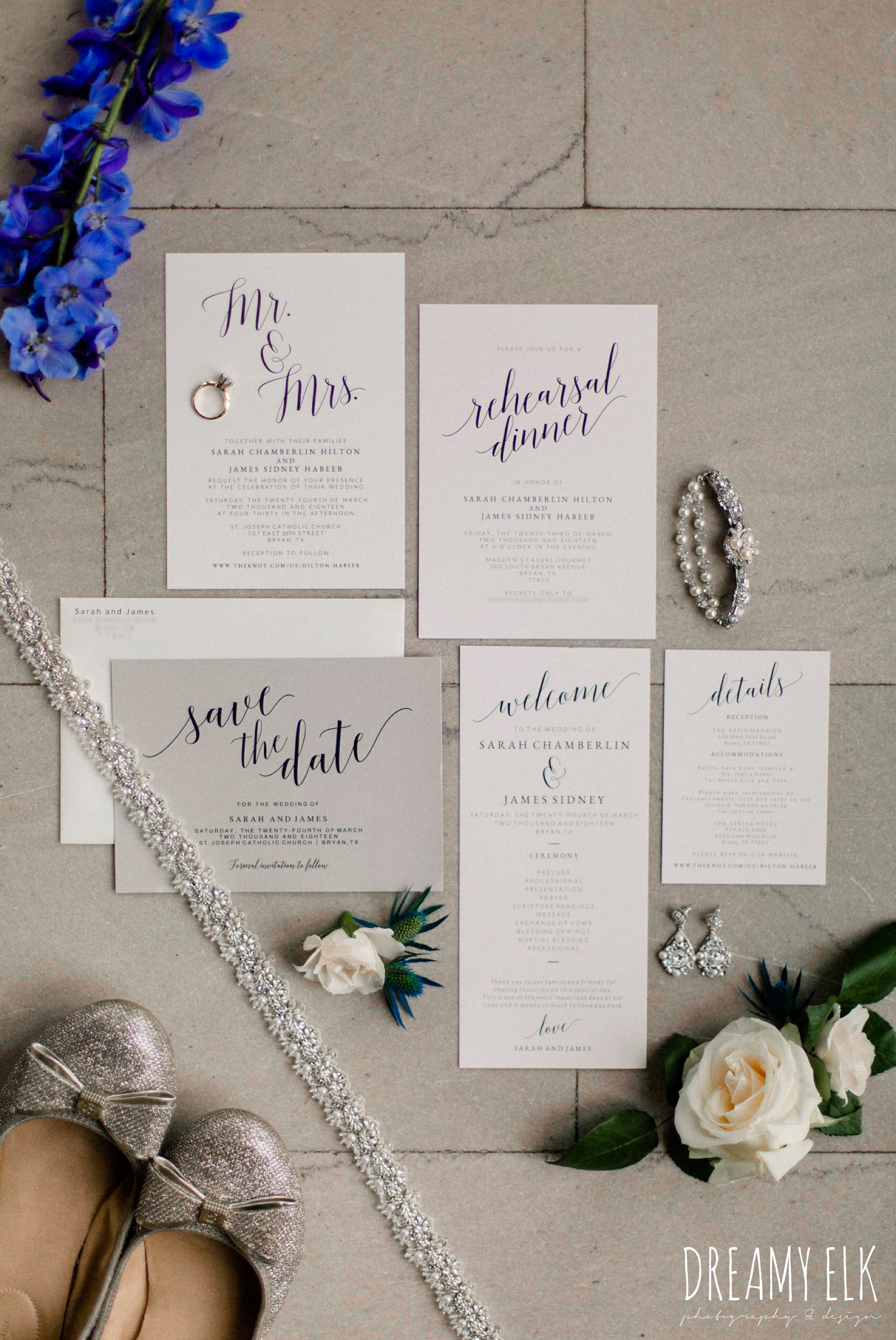 carriage house floral design, by blush press wedding invitation, spring wedding, the astin mansion, bryan, texas, spring wedding, dreamy elk photography and design