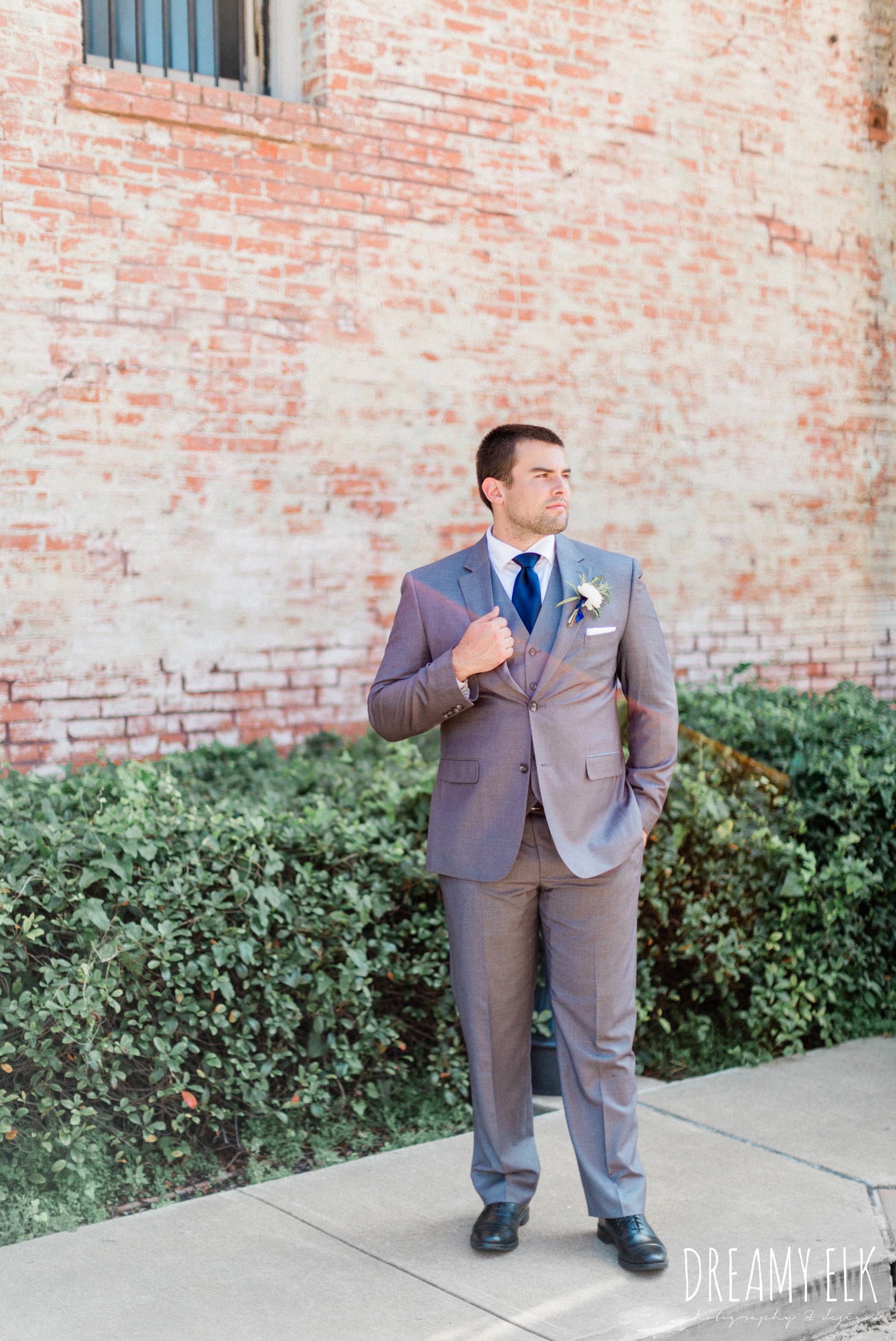 groom, gray suit navy tie, spring wedding photo college station texas, dreamy elk photography and design