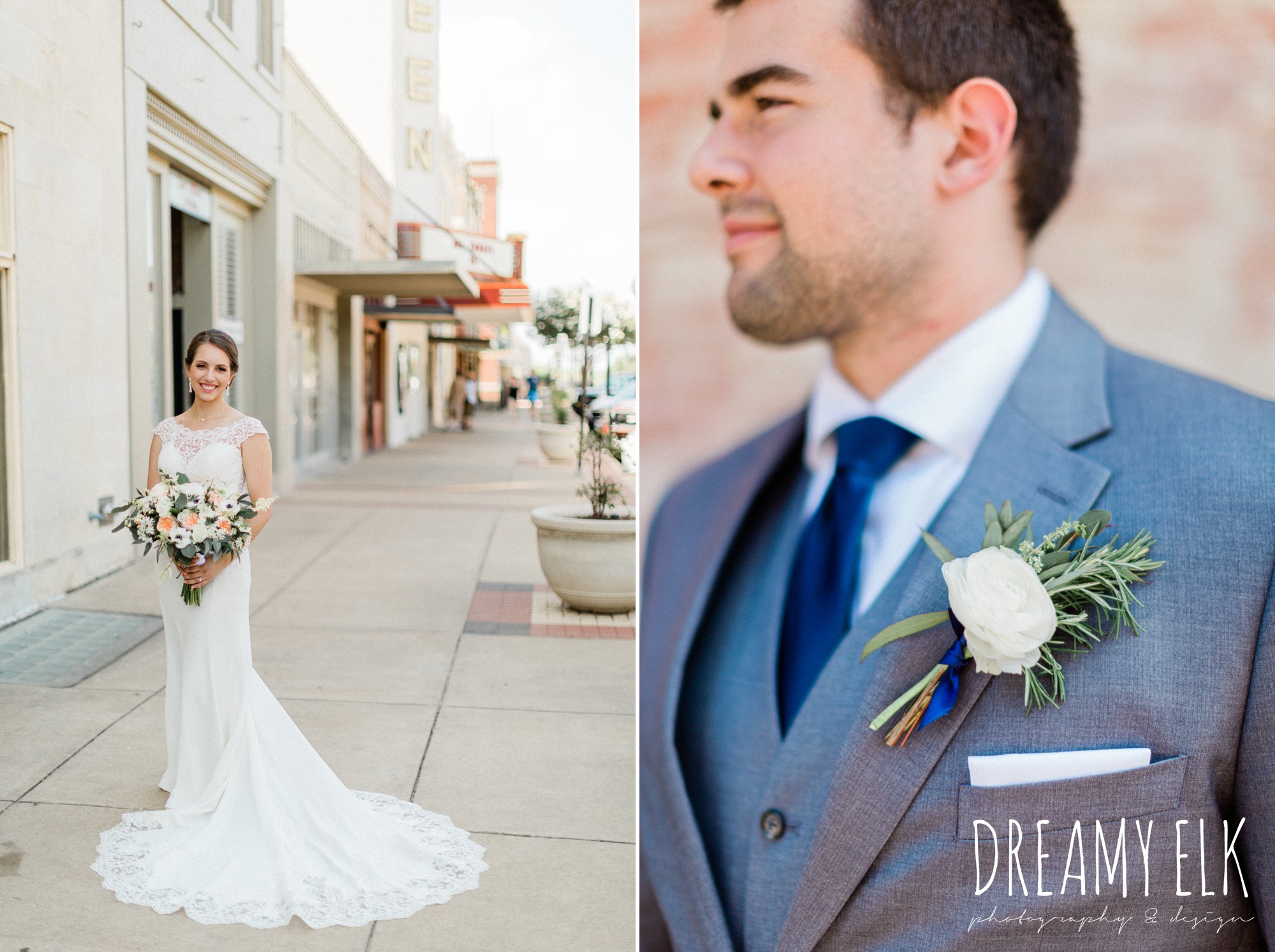 groom, gray suit navy tie, bridal, bride, essense of australia column dress, unforgettable floral, spring wedding photo college station texas, dreamy elk photography and design