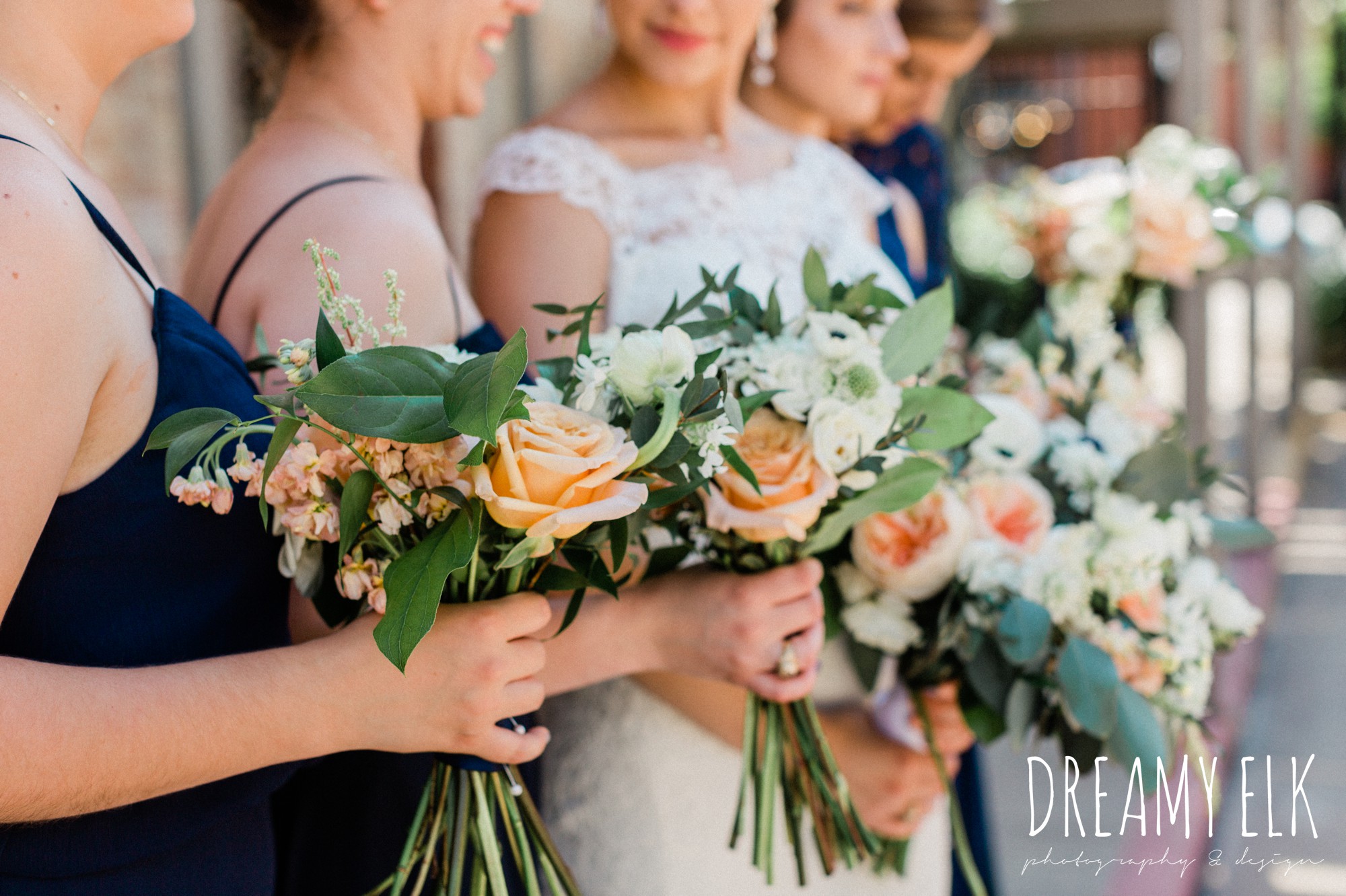 long navy mix matched bridesmaids dresses