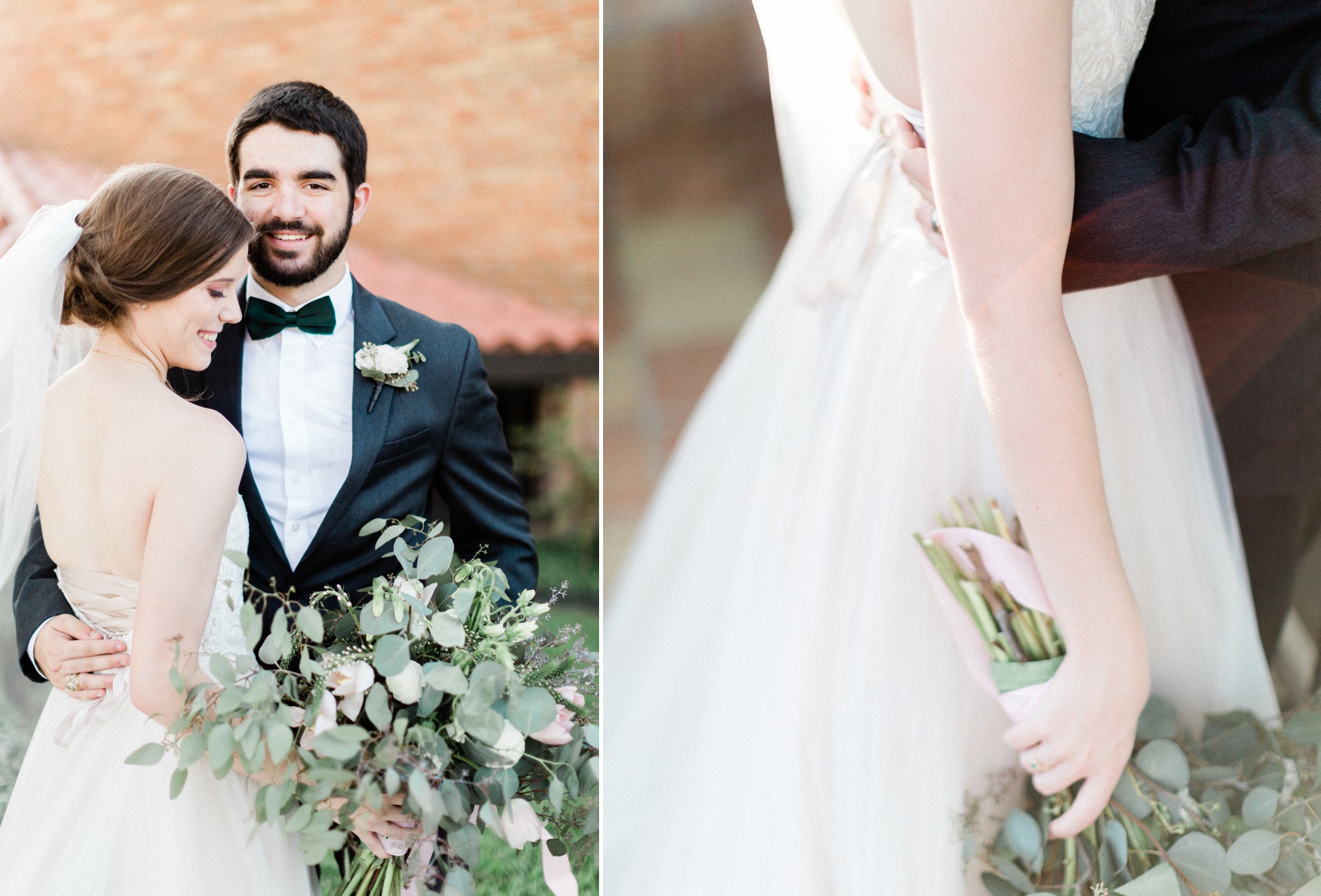 groom, black tux, bride, bhldn dress, poison ivy floral design, spring wedding photo, the gallery, houston, texas, dreamy elk photography and design